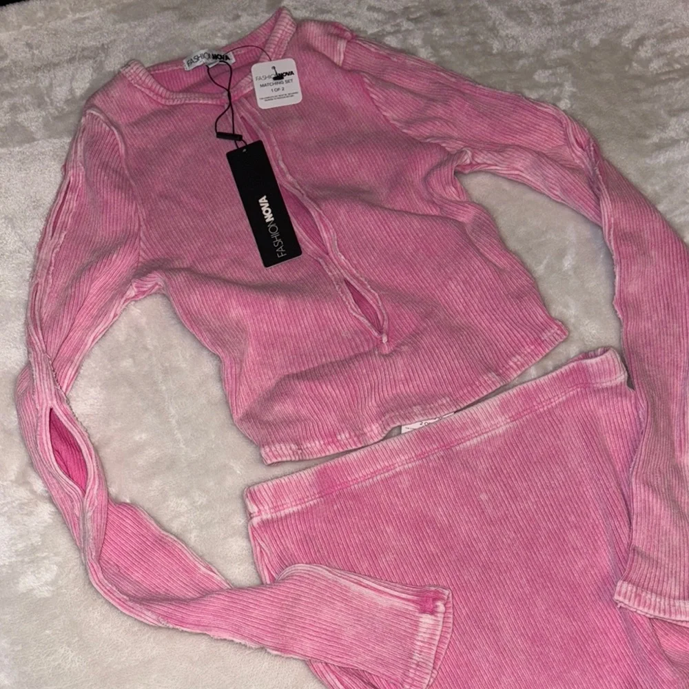 Pink Ribbed matching set - Picture 4 of 4